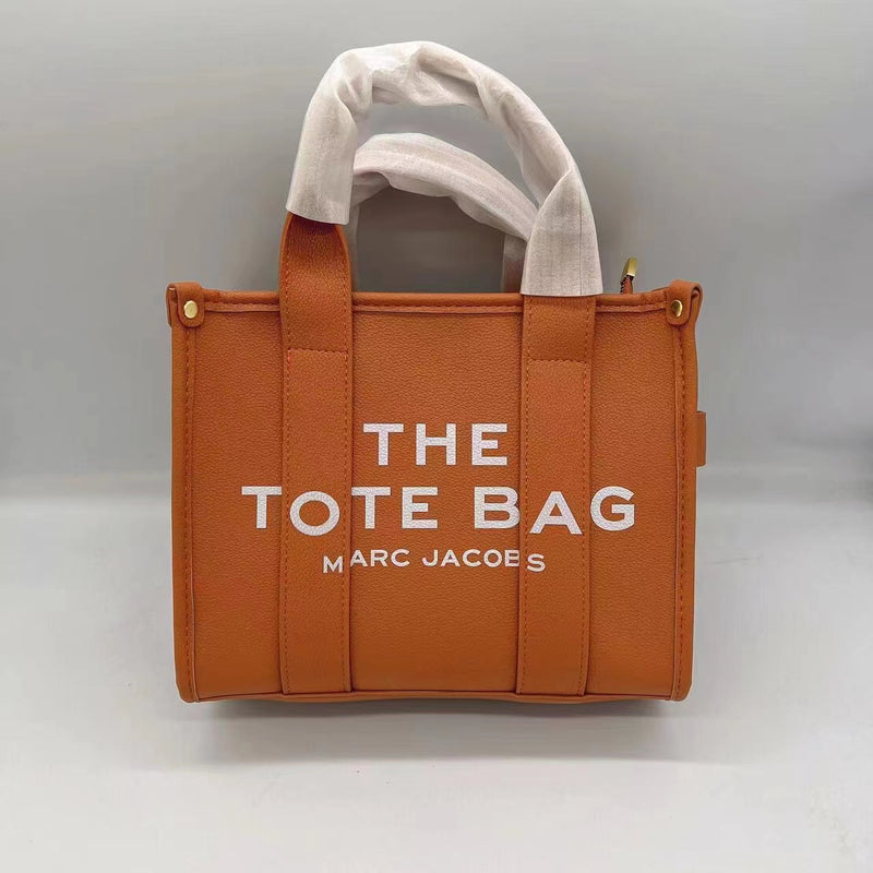 Dark Orange Leather Tote Bag