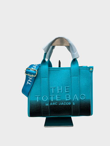 Dual Shade Cyan Leather Tote Bag