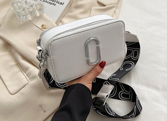 White Silver Snapshot Bag