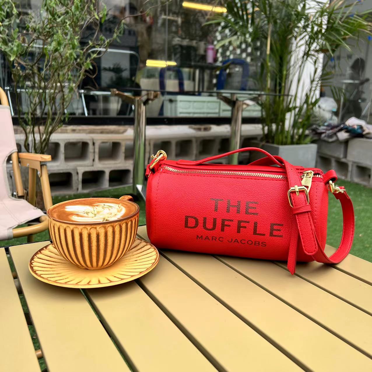 Red Duffle Tote Bag