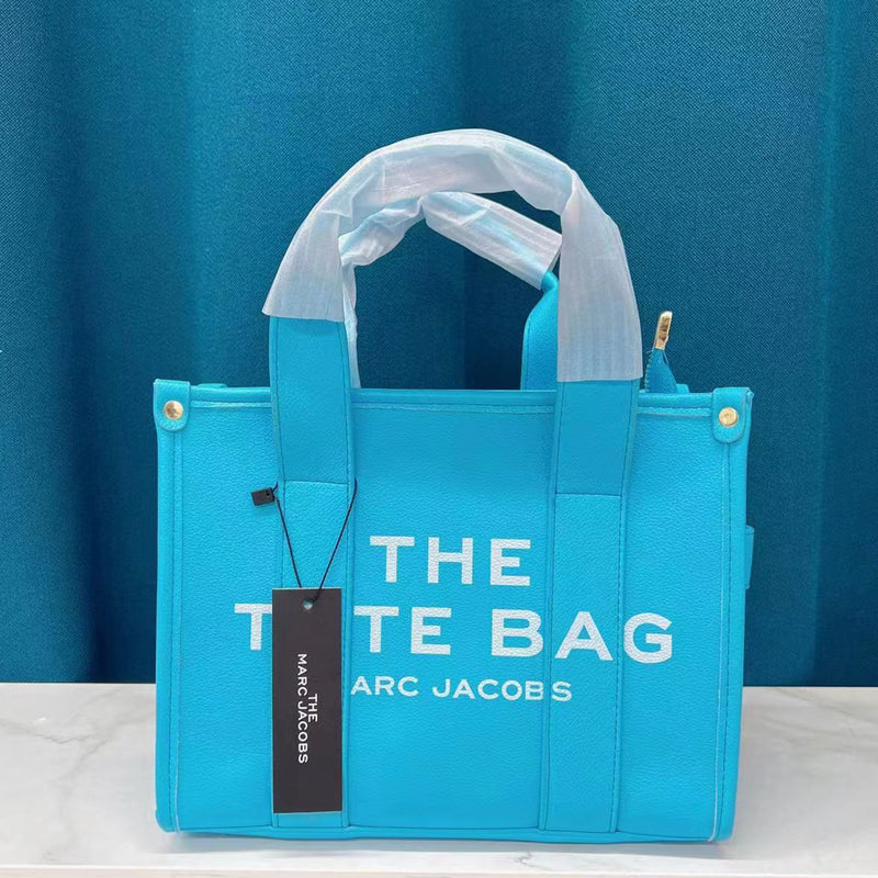Strong Cyan Leather Tote Bag