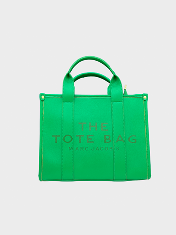 Lime Green Leather Tote Bag