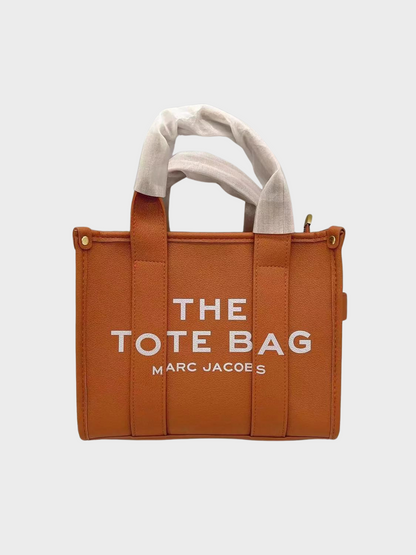 Dark Orange Leather Tote Bag