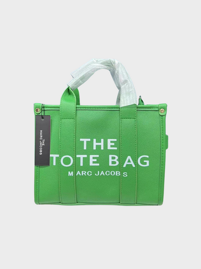 Lime Green Leather Tote Bag