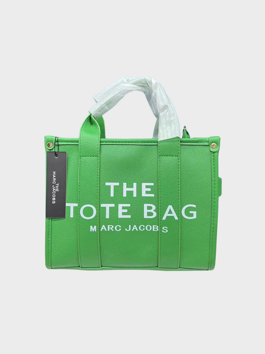 Lime Green Leather Tote Bag