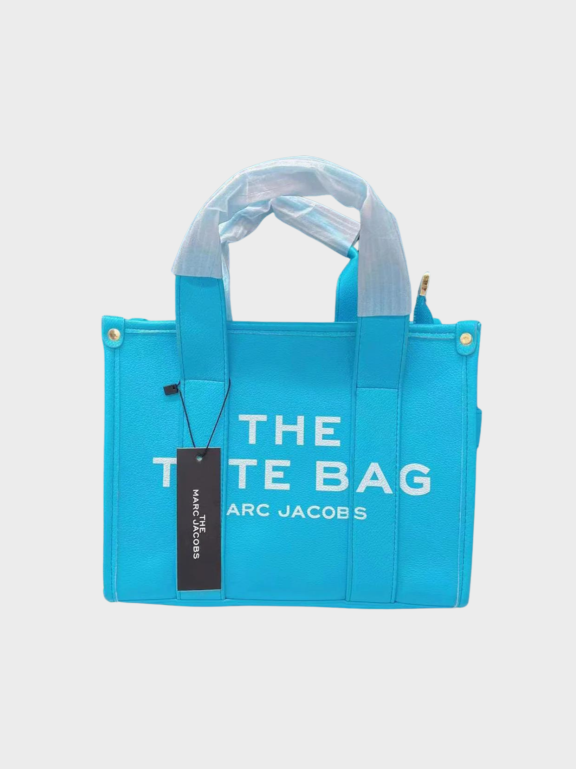 Strong Cyan Leather Tote Bag